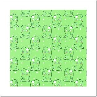 Cute Green Slime Pattern Posters and Art